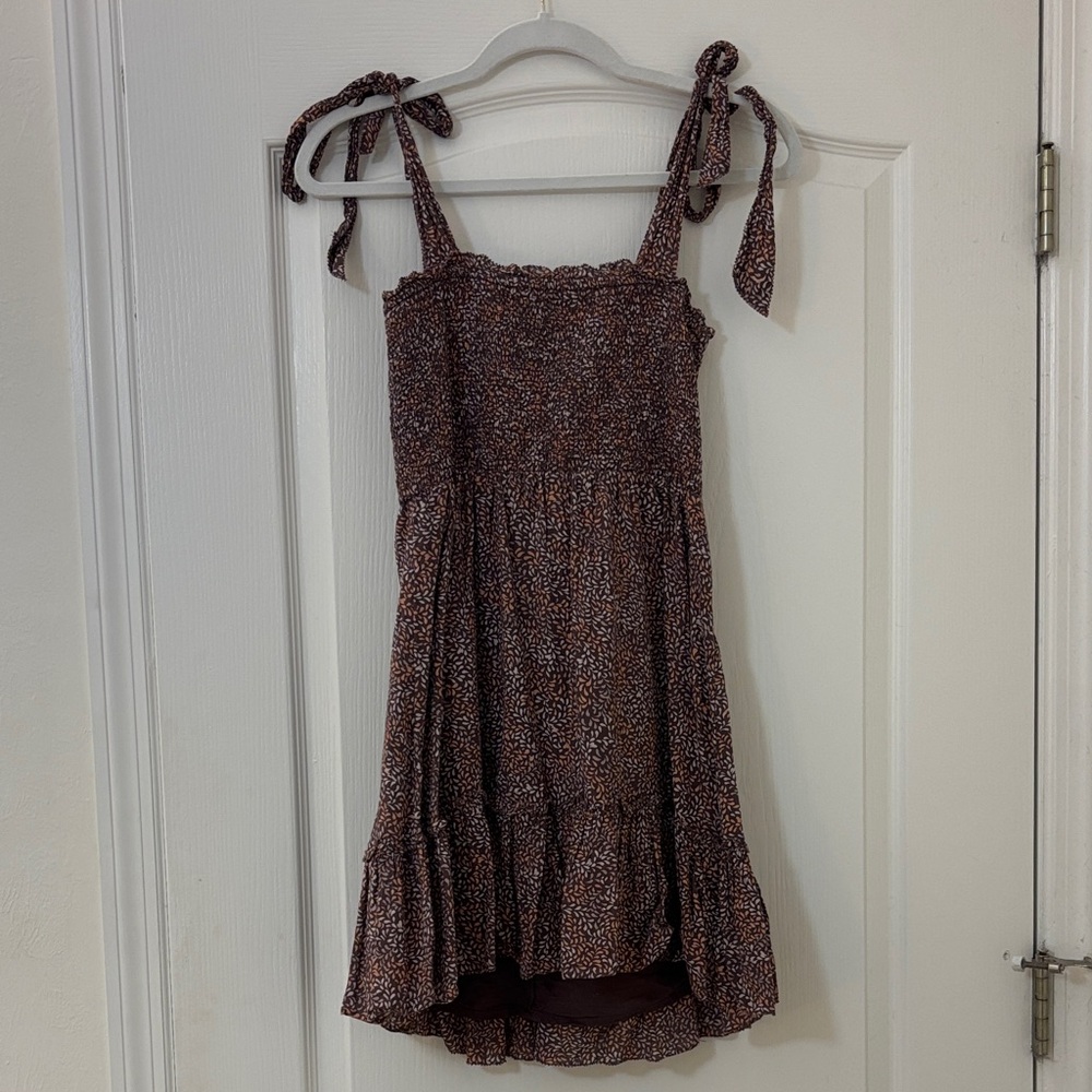Aerie Floral Mini Dress - Brown and White